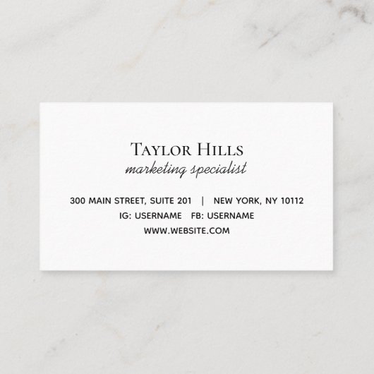 ミニマリスト、お会いできてうれしいモノクロ 名刺 (裏面)