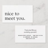 ミニマリスト、お会いできてうれしいモノクロ 名刺 (正面/裏面)