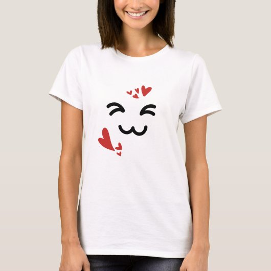 ミニマリスト かわいい ネコ Tシャツ (正面)