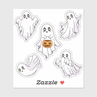 ミニマリスト かわいい ハロウィン ゴースト パンプキン バケツ シール