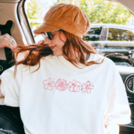 ミニマリスト かわいい ピンクの花 夏 4輪 Tシャツ