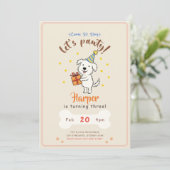 ミニマリスト かわいい 子犬 ペット 犬 パーティー 誕生日 招待状 (スタンド正面)