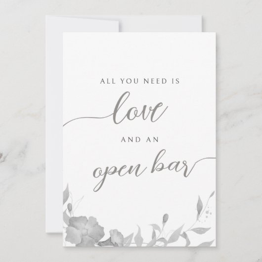 ミニマリスト すべてのあなたに必要なのは愛とオープンバーサイン 招待状 (正面)