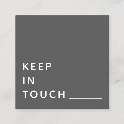 ミニマリスト|のモダンのタイポグラフィのシンプルな灰色 スクエア名刺 (正面)