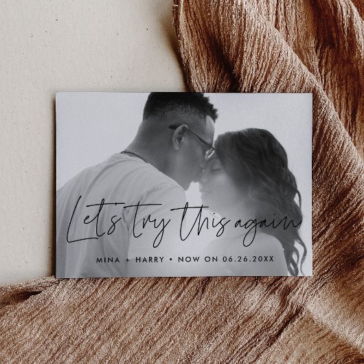 ミニマリスト　もう一度試してみましょう　結婚式の最新情報 案内状