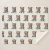 ミニマリスト アイボリー ウォーターカラー レオパード パターン シェルパブランケット (正面(横))