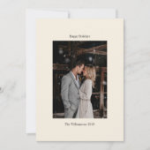 ミニマリスト アイボリー エクリュ エレガント ウェディング カスタム フォト シーズンカード (正面)