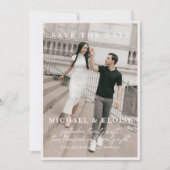 ミニマリスト アイボリー 写真付き結婚式延期案内状 招待状 (正面)