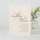 ミニマリスト  アースカラーのテラコッタ ワン RSVP QRコード 招待状 (スタンド正面)