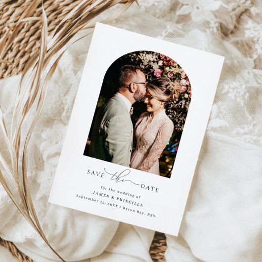 ミニマリスト アーチ写真 ウェディング 招待状