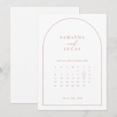 ミニマリスト アーチ カレンダー Save the Date 招待状 (正面/裏面)