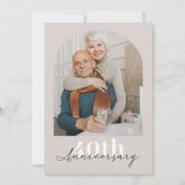 ミニマリスト アーチ ベージュ 40周年 結婚記念日 招待状 (正面)