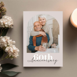 ミニマリスト アーチ ベージュ 60周年 結婚記念日 招待状