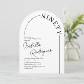 ミニマリスト アーチ 大人 90歳の誕生日 招待状 (スタンド正面)