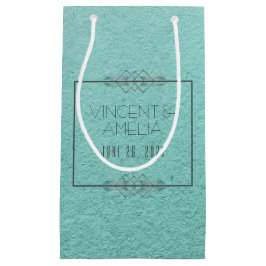 ミニマリスト アートデコ ブルー カスタム ウェディング スモールペーパーバッグ