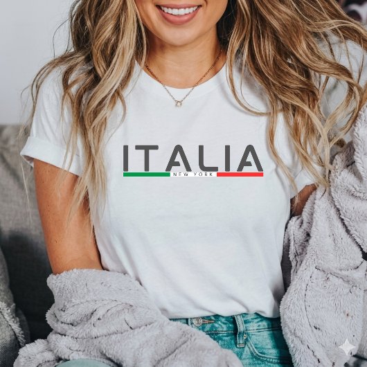 ミニマリスト イタリア国旗 ニューヨーク イタリアン Tシャツ
