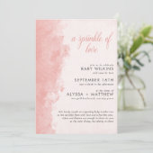 ミニマリスト インクウォッシュ テクスチャー ガール ベイビー スプリンクル 招待状 (スタンド正面)