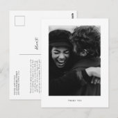 ミニマリスト ウェディング フォト サンクス ポストカード (正面/裏面)