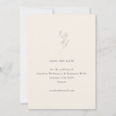 ミニマリスト エクリュ フラワーラインアート エレガント ウェディング セーブザデート (正面)