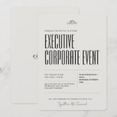 ミニマリスト エグゼクティブ 企業イベント招待状 セーブザデート (正面/裏面)