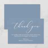 ミニマリスト·エレガンス·カ結婚リグラティズ·ダスティ·ブルー サンキューカード (正面/裏面)
