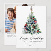 ミニマリスト エレガントな松の木のクリスマス グリーティング シーズンカード (正面/裏面)