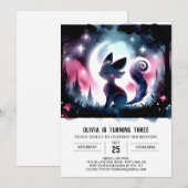 ミニマリスト エレガントな猫の誕生日 招待状 (正面/裏面)