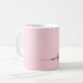 ミニマリスト エレガントな ブッシュピンク モノグラム 名前 スクリプト コーヒーマグカップ (正面左)