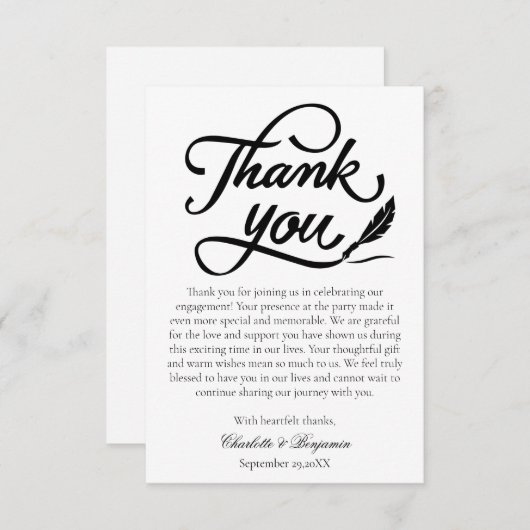 ミニマリスト エレガントエンゲージメント サンキューカード (正面/裏面)