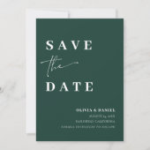 ミニマリスト エレガント エメラルドグリーン セーブ・ザ・デート 招待状 (正面)