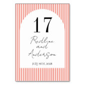 ミニマリスト エレガント オレンジ ストライプ テーブルナンバー (裏面)