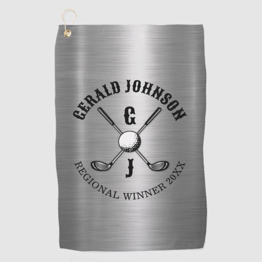 ミニマリスト エレガント オーダーメイド ゴルフ モノグラム デザイン ゴルフタオル (正面)