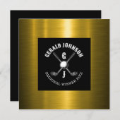 ミニマリスト エレガント オーダーメイド ゴルフ モノグラム デザイン 招待状 (正面/裏面)