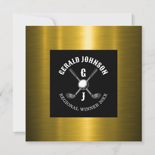 ミニマリスト エレガント オーダーメイド ゴルフ モノグラム デザイン 招待状 (正面)