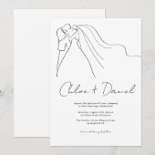 ミニマリスト エレガント カリグラフィー ウェディング インビテーション (正面/裏面)
