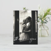 ミニマリスト エレガント スクリプト フォト サンクス カード (スタンド正面)