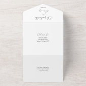 ミニマリスト エレガント スクリプト ブラック アンド ホワイト ウェディング オールインワン招待状 (外側)