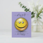 ミニマリスト エレガント ハッピー ゴルファー デザイン ポストカード (スタンド正面)