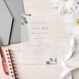 ミニマリスト エレガント バイリンガル スペイン語 ウェディング ベラム紙招待状