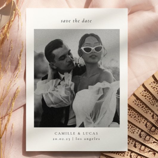ミニマリスト エレガント フォト セーブ・ザ・デート 招待状