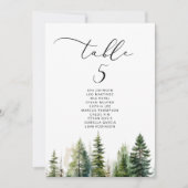 ミニマリスト エレガント フォレスト テーブル シーティング チャート カード (正面)