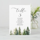 ミニマリスト エレガント フォレスト テーブル シーティング チャート カード (スタンド正面)