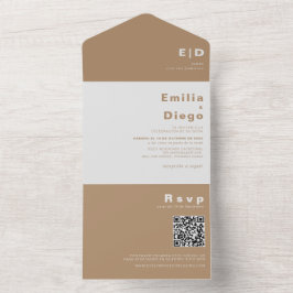 ミニマリスト エレガント フォーマル ブラウン ボダ ウェディング オール オールインワン招待状