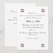 ミニマリスト エレガント フラワーズ ウェディング 招待状 (正面/裏面)