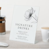 ミニマリスト エレガント フラワー シグネチャードリンク 台座サイン (インサイチュ)
