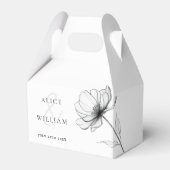 ミニマリスト エレガント フラワー ラインドローイング ウェディング フェイバーボックス (正面サイド)