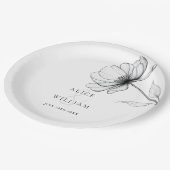 ミニマリスト エレガント フラワー ラインドローイング ウェディング ペーパープレート (アングル)