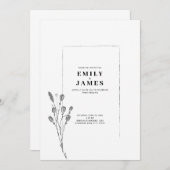 ミニマリスト エレガント フラワー 招待状 (正面/裏面)