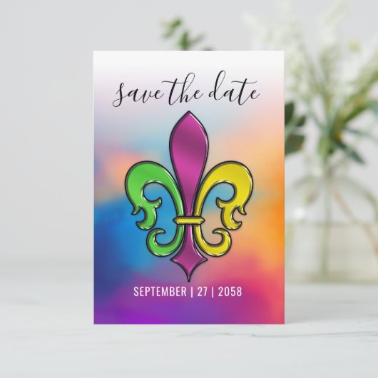 ミニマリスト エレガント フルール ド リス デザイン サンキューカード (スタンド正面)