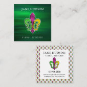 ミニマリスト エレガント フルール ド リス デザイン スクエア名刺 (正面/裏面)